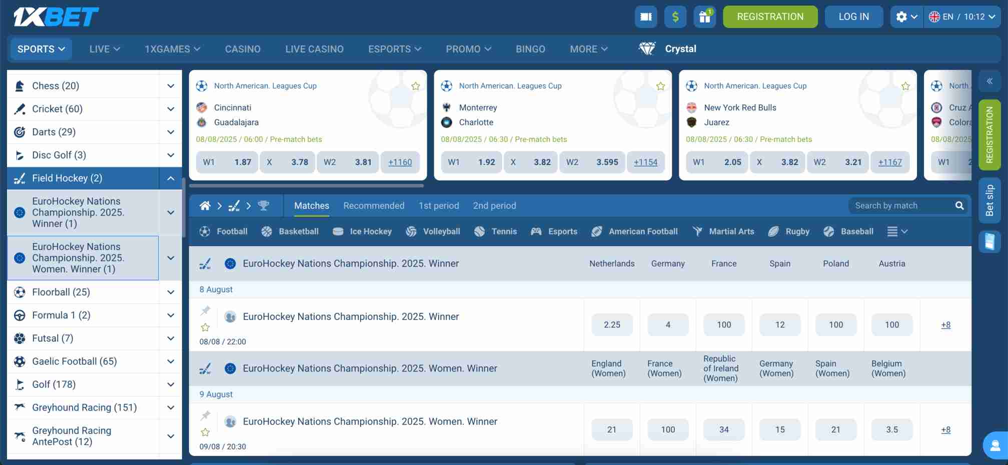 1xBet sports betting interface with EuroHockey Nations Championship odds displayed—example interface for users wondering can I use 1xBet with fake name.