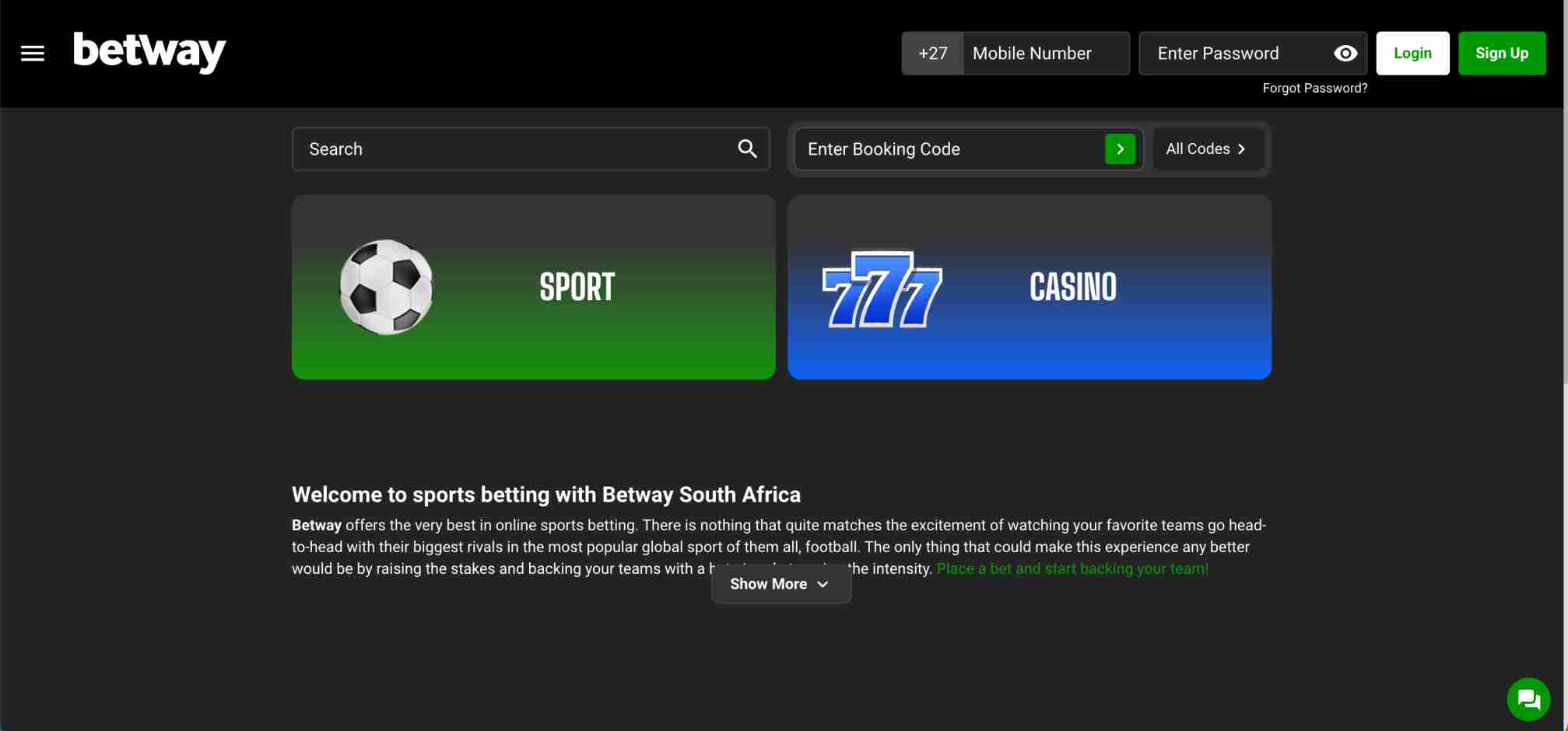 Betway sports and casino betting platform for football fans in Footy Betting Mauritius