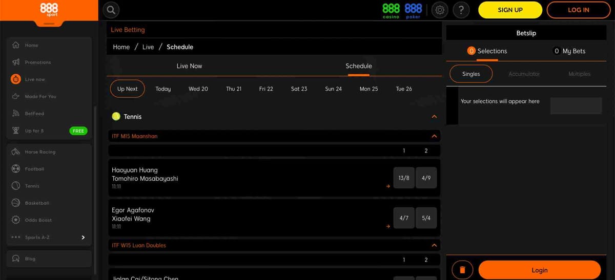 888sport live betting tennis schedule with upcoming matches, perfect for players exploring UPI deposit in India