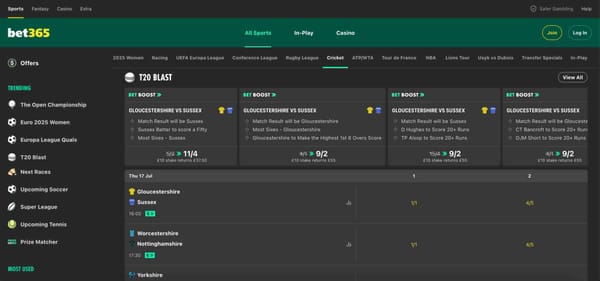 Bet365 T20 Blast cricket odds showing boosted bets—can Bet365 refuse to pay out on these?