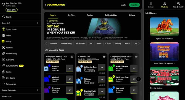 Parimatch horse racing page – can you deposit to Parimatch with Revolut?