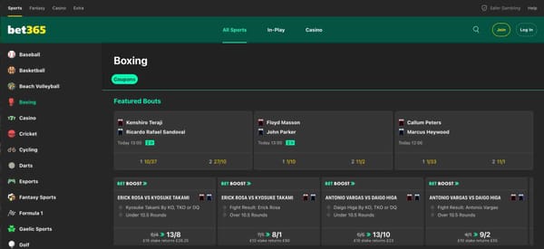 Bet365 boxing odds for Kenshiro Teraji vs Ricardo Sandoval, including Google Pay options.
