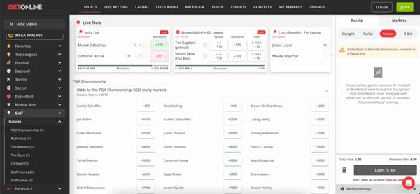 Live betting interface and PGA Championship odds on BetOnline — does VPN work with BetOnline for accessing betting markets?