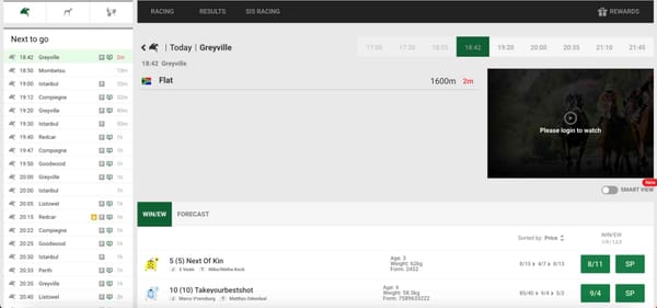 Greyville horse racing odds and betting markets on Unibet showing live prices.