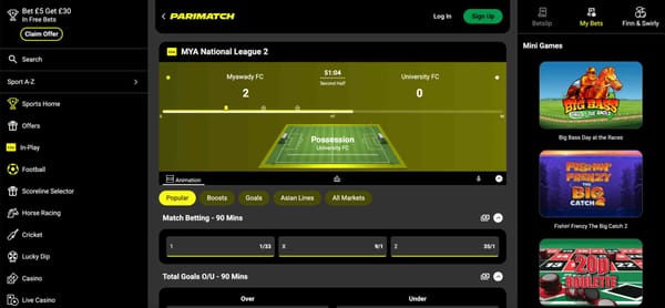 Live football betting screen on Parimatch showing Myawady FC vs University FC, part of research on “Can Parimatch refuse to pay out”